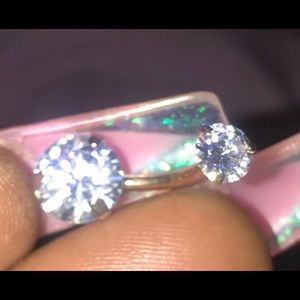 Rose gold plated belly button ring . Real Cz